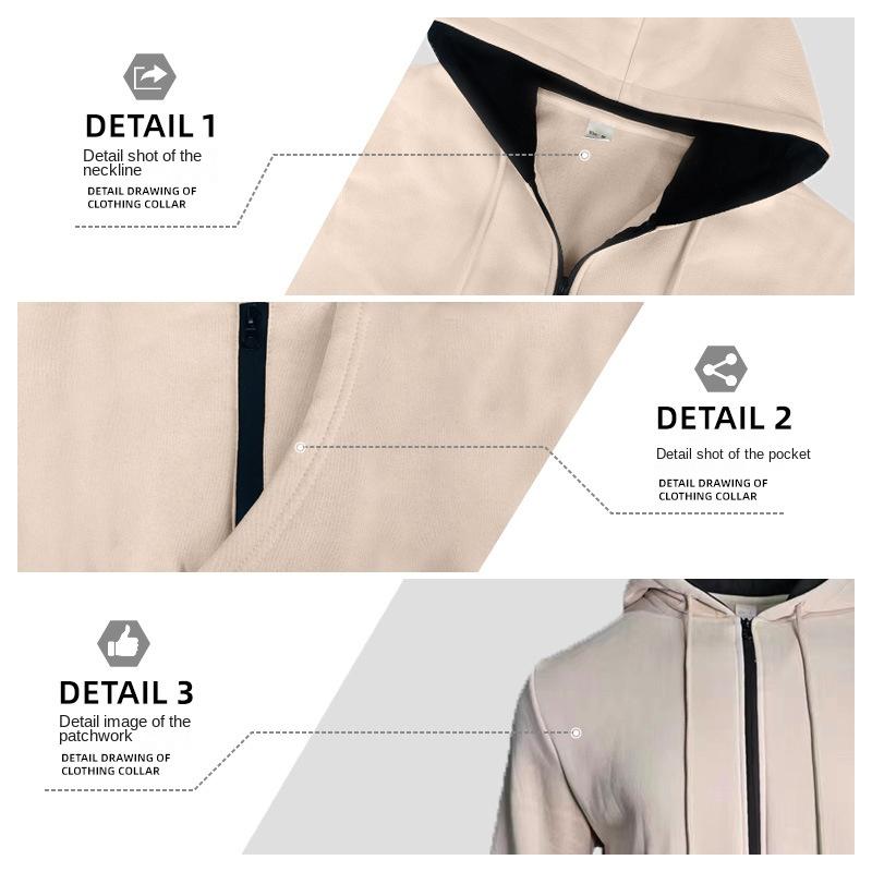 Men's Hoodie Fleece Lined Warm Winter Zip Up Casual Sweatshirt Functional Ins Jacket
