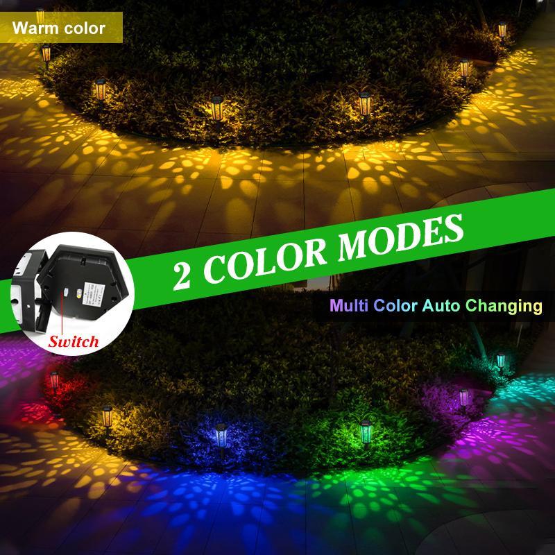 New Solar Garden Lawn Hollow Out Light LED Solar Landscape Light Outdoor Waterproof Garden Floor Insertion Light Christmas RGB Decorative Light