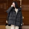 Женская куртка-пуховик свободного покроя оверсайз, верхняя одежда на осень-зиму с капюшоном, теплое винтажное пальто из белого утиного пуха