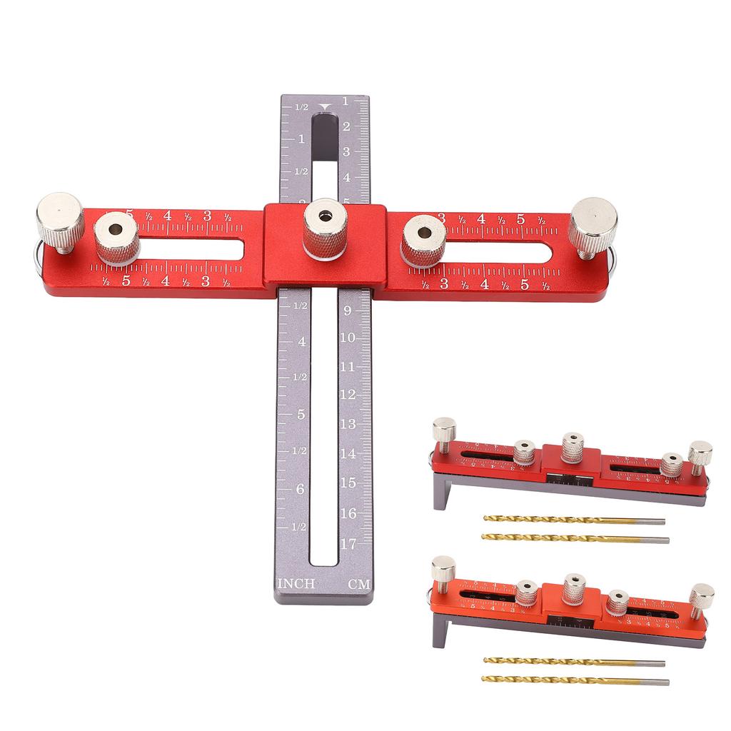 Локатор для установки дюбелей на шкафы, регулируемая высота, алюминиевый сплав, отверстие для ручки шкафа с 2 дюбелями