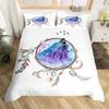 Dream Catcher Duvet Cover Set Purple Bedding Set Chic Boho Mandala Floral Feather Design Galaxy Comforter Cover Set Queen Size