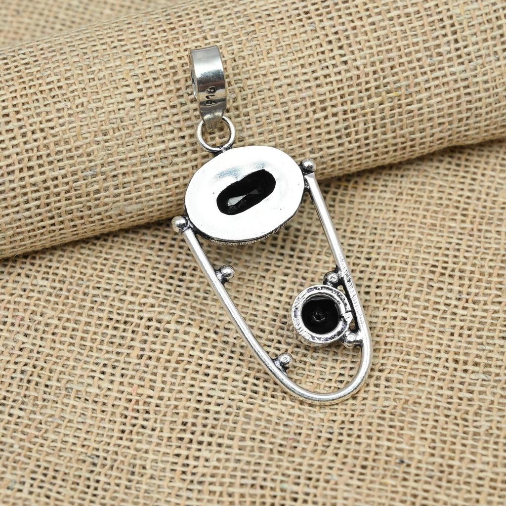 Черная шпинель, драгоценный камень 925, твердый серебряный кулон ручной работы, уникальный ювелирный подарок для нее