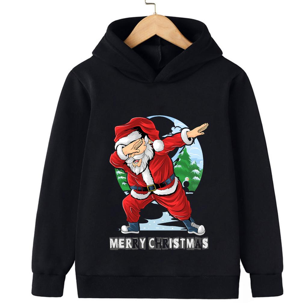 Рождественский свитшот 2026 Прочный Смешной Санта Клаус Детский свитшот Худи для мальчиков и девочек Спортивный топ Счастливого Рождества