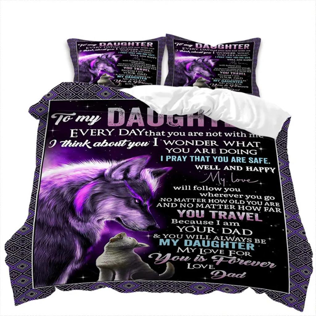 Letter Duvet Cover Abstract Word Print Wild Animal Theme The Meaningful Gift for Family and Friend Bedroom Decoration Queen Size