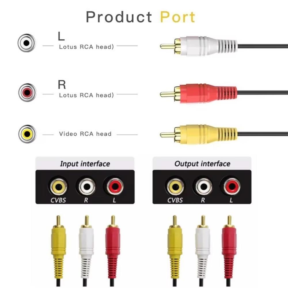 3 x Phono Male 3RCA AV Cable High-Fidelity Signal Audio/Video Splitter  for TV DVD TVPLUS Cable