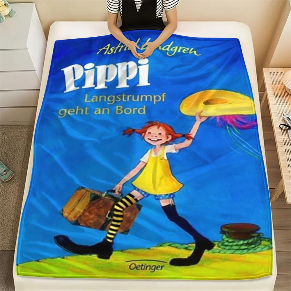 1PC Pippi Longstocking Patterned Flannel Blanket Suitable For All Seasons for Home Decor Warmth and Comfort Gifts Holiday Present