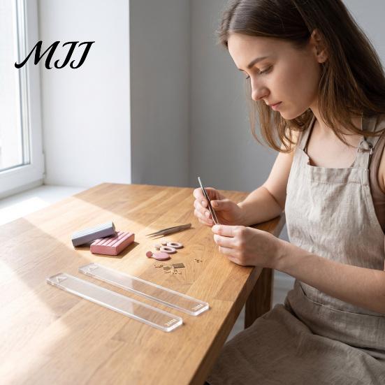 Acrylic Clay Thickness Rulers 1 Pair Polymer Depth Guide, 2/3/4/5/6mm Pottery Rolling Pin DIY Earring Making Supplies Transparent Ruler