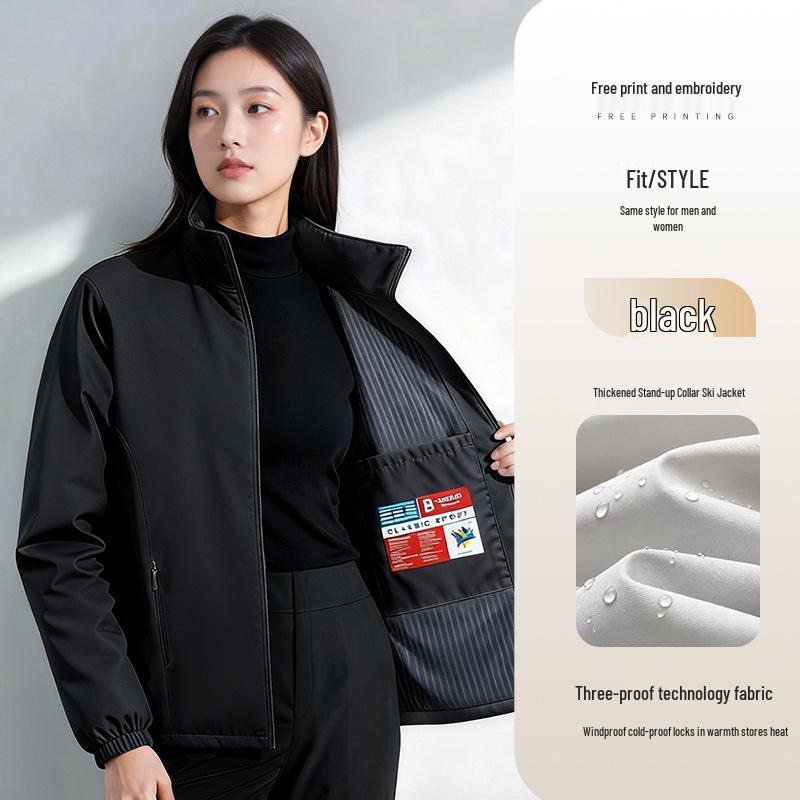 Рабочая куртка с логотипом, наполнитель из пуха и хлопка, на заказ - Идеально для Осенне-Зимнего Сезона, Автосервис 4S, Дизайн "Три в одном"