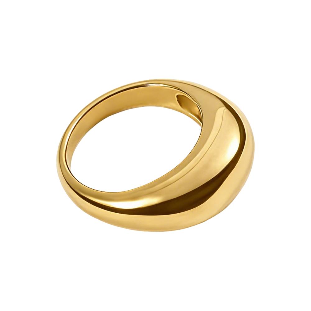 Minimalist 18K Gold Plated Stainless Steel Chunky Dome Ring for Women, Sizes 5 6 7 8, Waterproof Non Tarnish Statement Jewelry