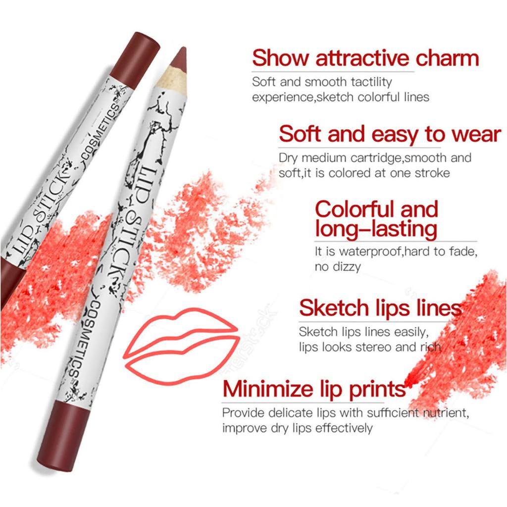 12Pcs Lipliners Set Matt Lip Liner Pencils Lipsticks Waterproof Lip Liner PLM