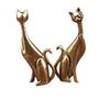 Brass Long Neck Cat Ornament Chinese Retro Handicraft Small Copper Abstract Ornament Figurines Bedroom Desktop Ring Storage Rack