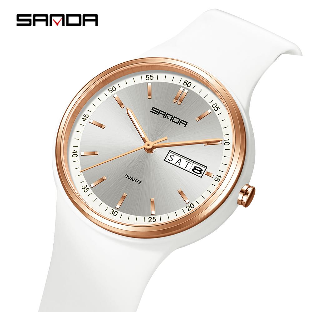 SANDA Top 6213 Male and Female Student Watches Casual Simple Dual Calendar Fashion Male and Female Student Quartz Watches