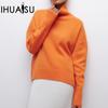Women's Fashion Casual Solid Colour Autumn and Winter Long Sleeve Half High Neck Loose Sweater