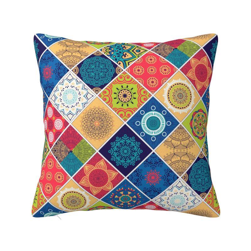 Custom Bohemia Ethnic Mandala Flower Cushion Cover 45x45 Cm Polyester Throw Pillow Case For Sofa Decoration Bedding Pillowcase