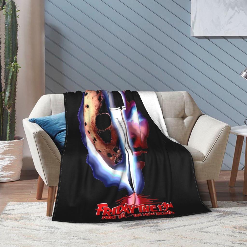 Friday Jason Voorhees 13th Fashion Blanket Flannel Winter Horror Scary Halloween Portable Warm Throw Fashion Blanket for Office
