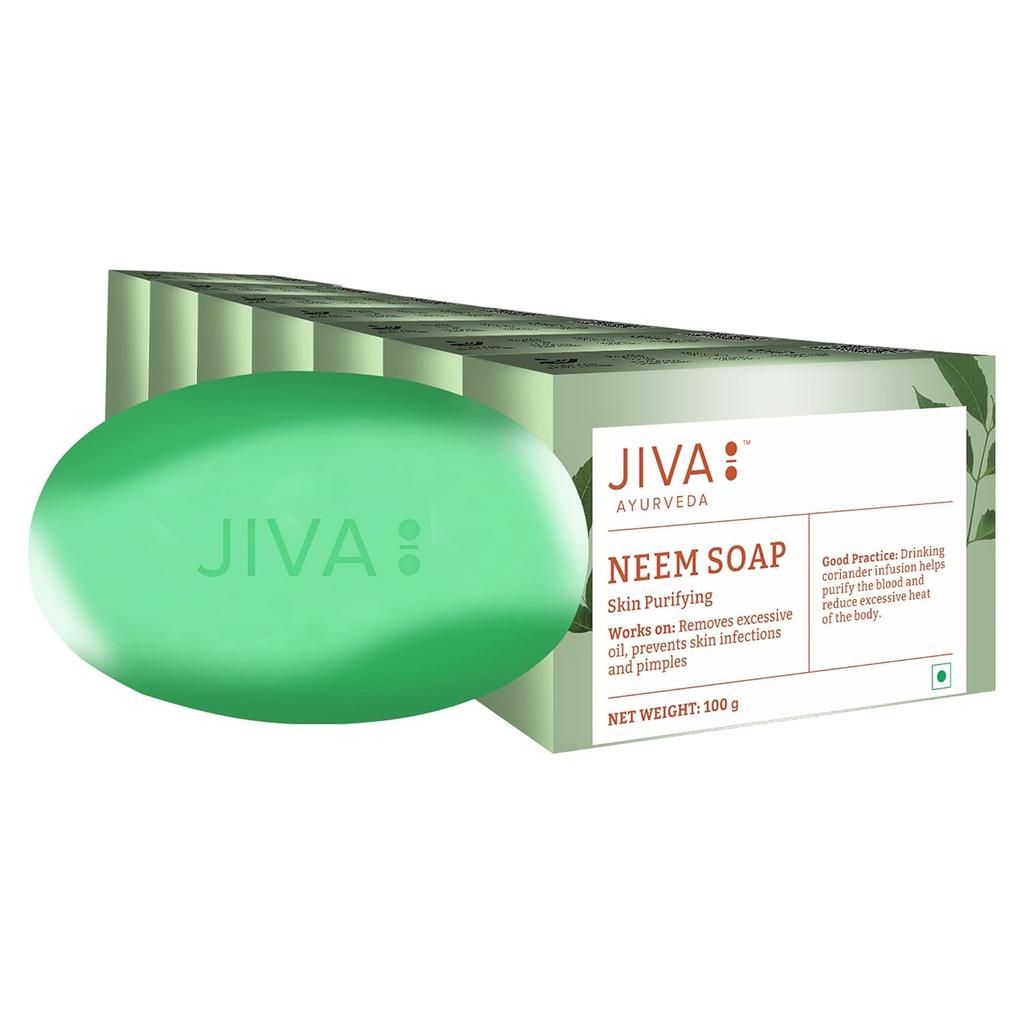Jiva Ayurveda Neem Soap 100gm X Pack of 7 Deep Cleansing Anti Oil Acne Control Bath Bar
