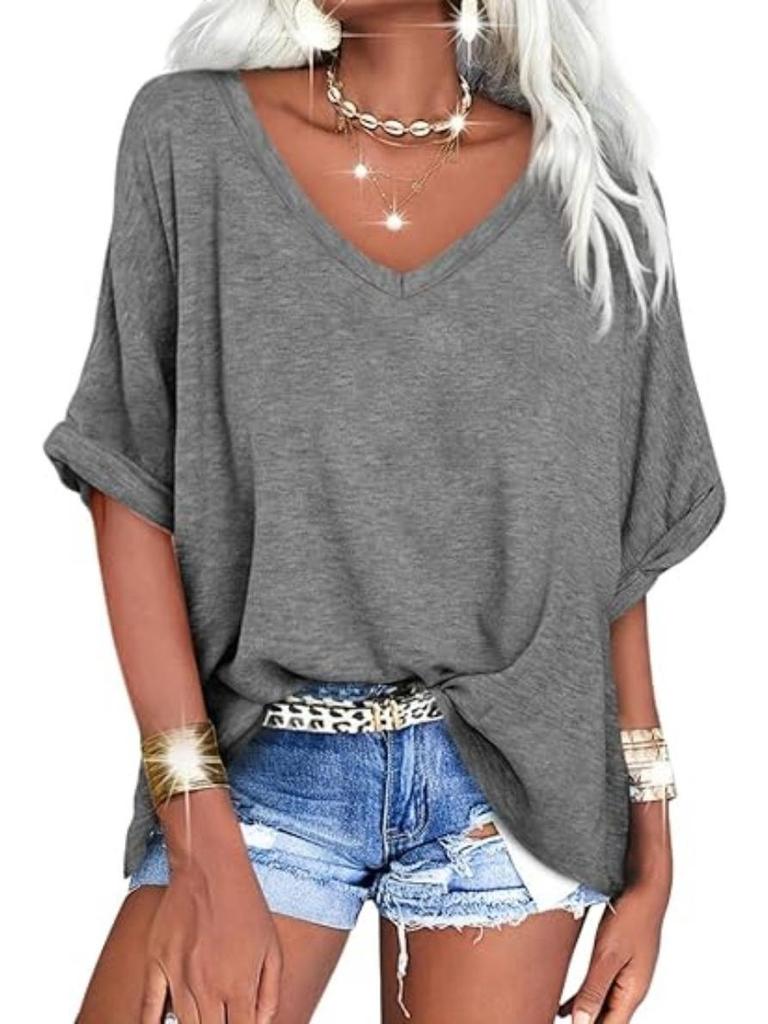 2024 Европейская и американская женская повседневная футболка большого размера с коротким рукавом свободного кроя