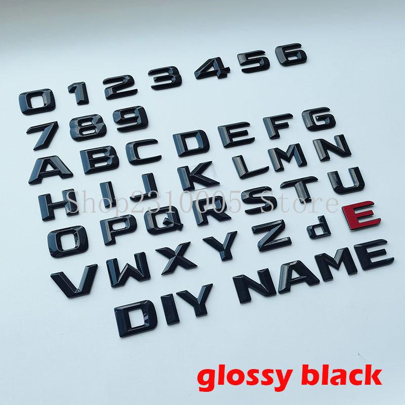 swpzb8 DIY 3D Sharp Letters Numbers Full Alphabat Nameplate Logo Trunk Badge Sticker I Love Any Cars Black Chrome