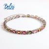 Real Colorful Gemstone Bracelet Natural Brazil Tourmaline Oval 4*6mm Fine Jewelry 925 Sterling Silver for Women Gift