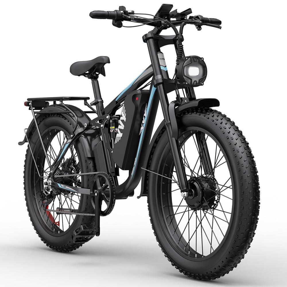 Electric Bicycle Adult Yvy C26 Max 1000Wx2 Motor All Terrain Electric Bike 48V 23AH Dual Hydraulic Brake 7 Speed Black