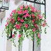 Home Wall Garland Fake Silk Morning Glory Artificial Flower Vine Hanging Plant