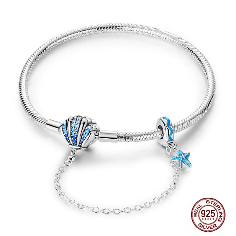 17-20CM Star Moon Bracelet 925 Copper Pink Heart Clover Charms Snake Chain Luminous Bracelet For Women DIY Birthday Zircon Gift