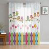 Cartoon Kid Cute Owl Tulle Sheer Curtains for Living Room Decoration Window Curtain for Bedroom Kitchen Voile Organza Drapes