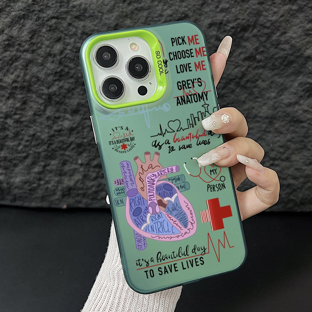 TV Grey's Anatomy Phone Case for iPhone 17 Air 16 16e 15 14 Plus 13 12 11 Pro Max X Xs XR 8 Colorful Silver Hard Cover