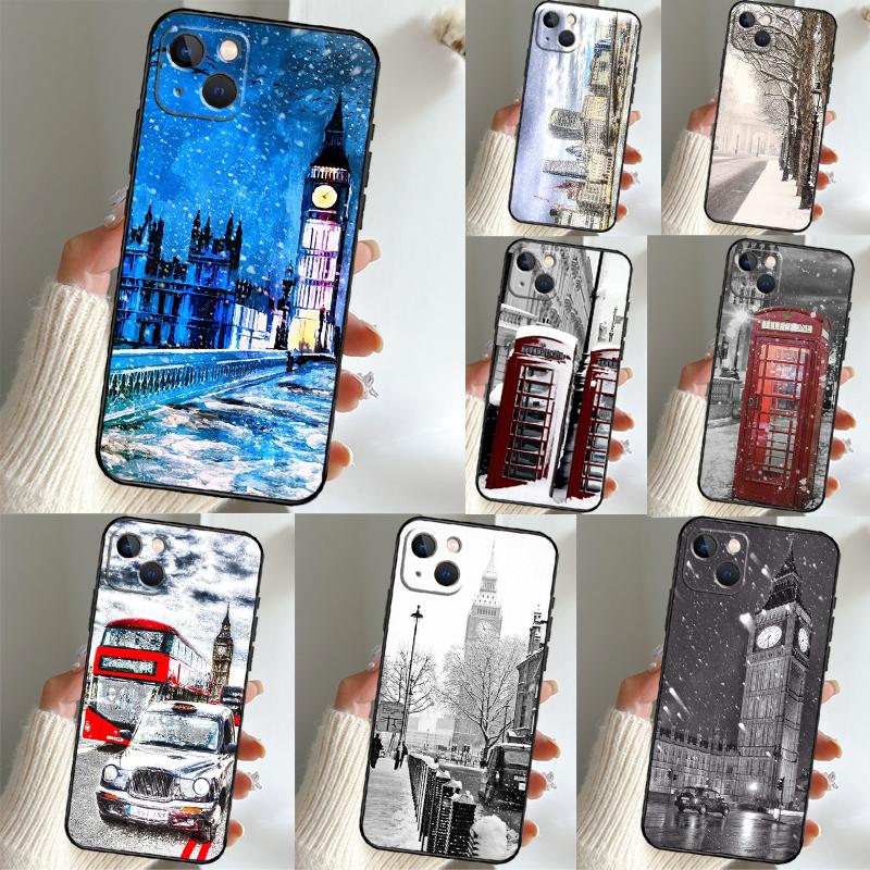 Retro Winter Snow London For Oppo A17 A18 A94 A74 A54 A15 A38 A58 A78 A98 A40 A60 A80 A16 A76 A96 A57 A77 A5 Pro Case