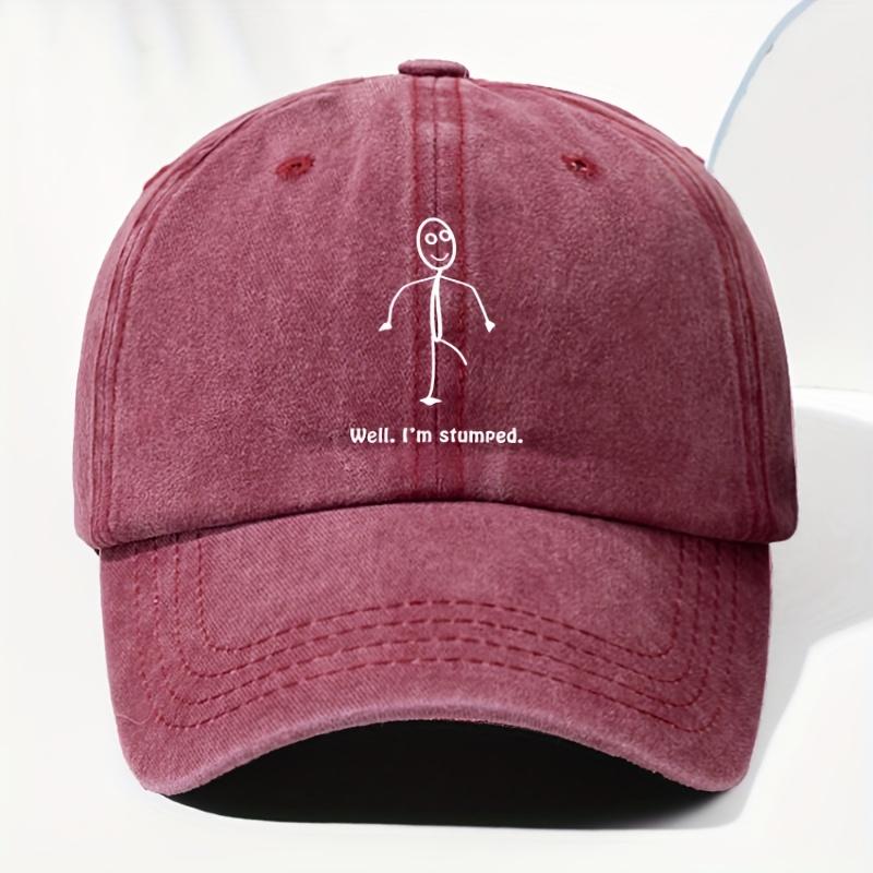 Unisex Adjustable Vintage Washed Baseball Cap with Well IM Stuck Slogan And Doodle Pattern Lightweight Breathable Trucker