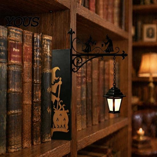 Мини-уличный фонарь для чтения, Библиотечный фонарь, Декоративное освещение для книжной полки, Уголок с ведьминой шляпой, Винтажная железная закладка, Многофункциональный светильник с теплым светодиодом