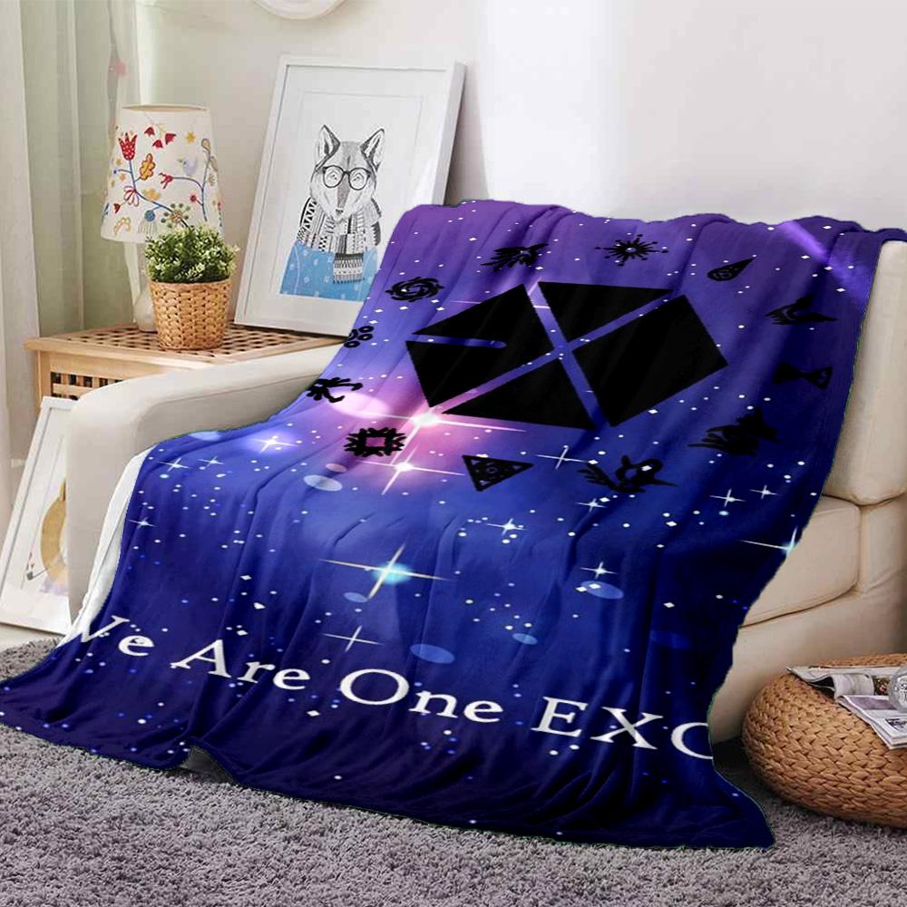 exo Print Flannel Blanket High Quality Warm Comfortable Cover for All Seasons Perfect for Gifts Home Decor