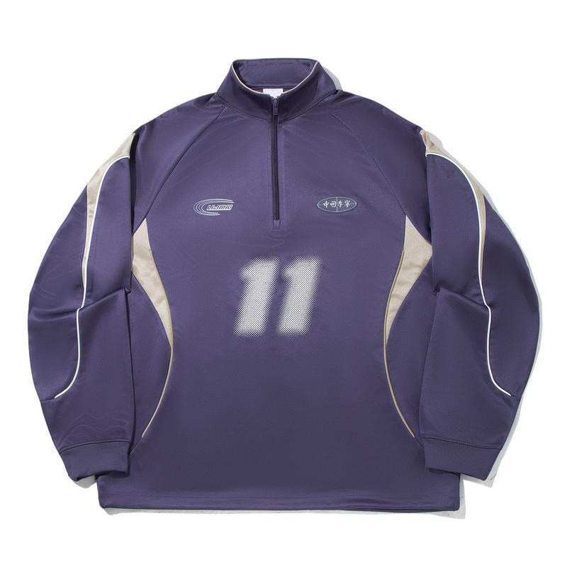 Li Ning Retro Sports Series Loose Pullover Sweatshirt Men Sweatshirt Fog-Blue-Purple Cashmere-Gray AWDVN41-2