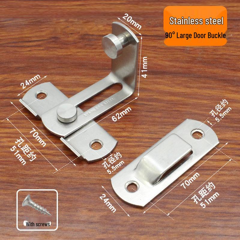 Нержавеющая сталь 90° Задвижка-шпингалет для раздвижных дверей для ванной комнаты и окон