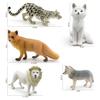 Реалистичные пластиковые модели лесных животных, включая серого волка, песца, снежного барса