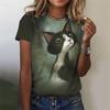 Summer Women's T Shirt Cat Graphic Print Casual Short Sleeve Female Tops  Crew Neck T-Shirts Street Fashion Clothes