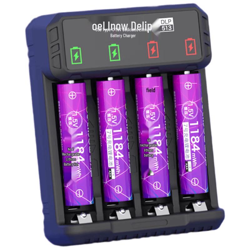 Delipow 1.5V Rechargeable AA/AAA Lithium Battery & Charger Kits CN plug (adapter included)