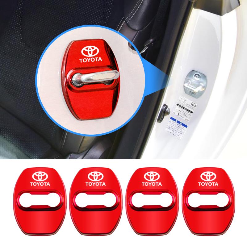 AOR1 4Pcs Car Door Lock Cover Protective Buckle Cap for Toyota Yaris Hilux Prius Auris Corolla Camry RAV4 Exterior Accessories