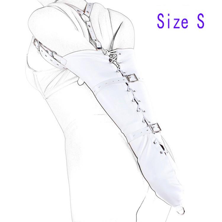 BDSM Bondage Leg/Arm Binder,Behind Back Straight Jacket,SM Leather Armbinder Restraint Slave Lockable Glove With Shoulder