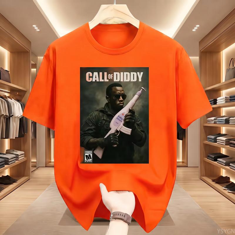 Call of Diddy T-shirt Men Women Parody Video Game Cover Graphic Tee Casual Round Neck Cotton Short Sleeve Tshirt