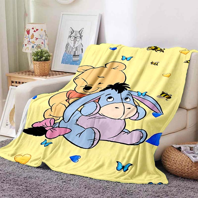 1PC Cartoon Winnie The Pooh Blanket Soft and Warm Flannel Material Suitable for Home Travel Camping RV Child Luxury Gift