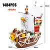 468PCS аниме Thousand Sunny Ship Building Block Model MOC Pirate Boat Building Set со светодиодной подсветкой и 9 фигурками в подарок для детской игрушки