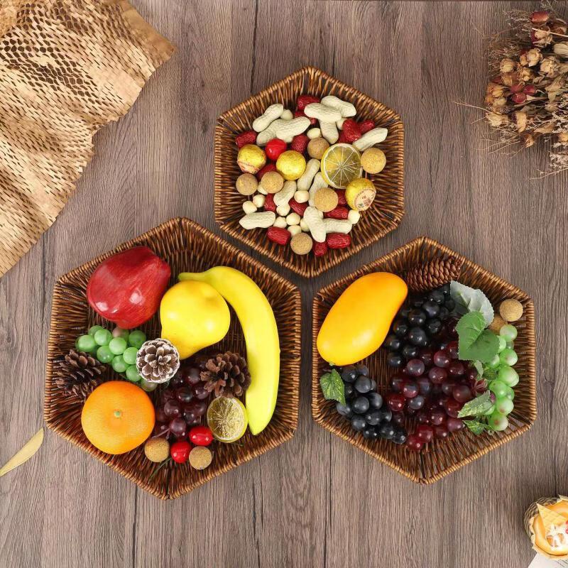 Плетеная корзина и поднос для хранения из искусственного ротанга