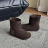 Cotton boots thick-soled fashion women's pedal brown short tube new velvet winter snow boots warm gray