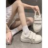 Round Head Thick Sole Big Head Shoes Women's 2025 Autumn Velcro Casual Shoes Ugly Cute Sports Shoes Height Increase Versatile Little White Shoes