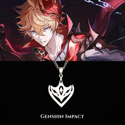 Новое ожерелье Genshin Impact для подростков в стиле панк-аниме, мультфильм Tartaglia, титановое стальное ожерелье, ювелирные изделия, аксессуары для мужчин, подарки