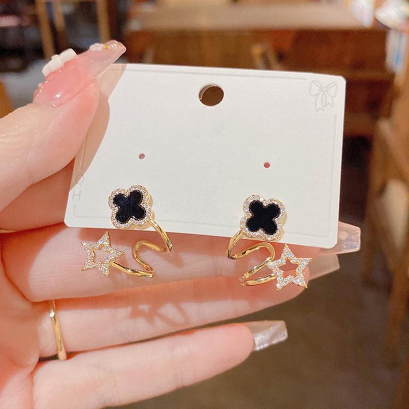 Серьги из циркония для леди Темперамент Модные серьги-гвоздики с четырьмя листочками клевера Серьги на удачу Помолвочные свадебные украшения для влюбленных Подарок ARI