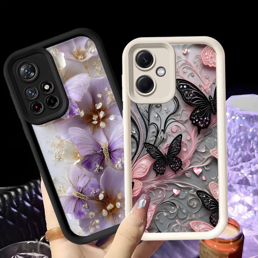 Black Butterfly Pattern Phone Cover Case for Xiaomi Poco F8 C61 X3 NFC C51 X3 Pro C50