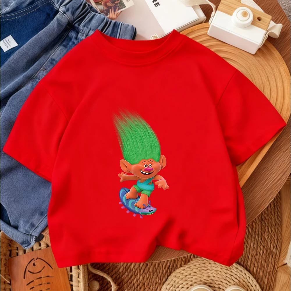 Summer Casual Boys Girls Tee Trolls Kawaii Design Kids Street Style Fashion 3-14 Age