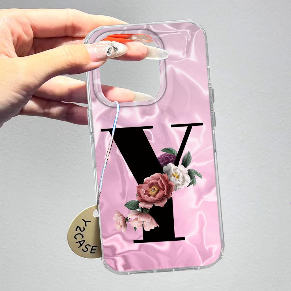 A-Z Черная Буква Пион Цветок Противоударный Чехол для Телефона Для Xiaomi Redmi A5 A3 A4 A1 A2 9A 9C 9 10 Силиконовый Парный Чехол Задняя Крышка